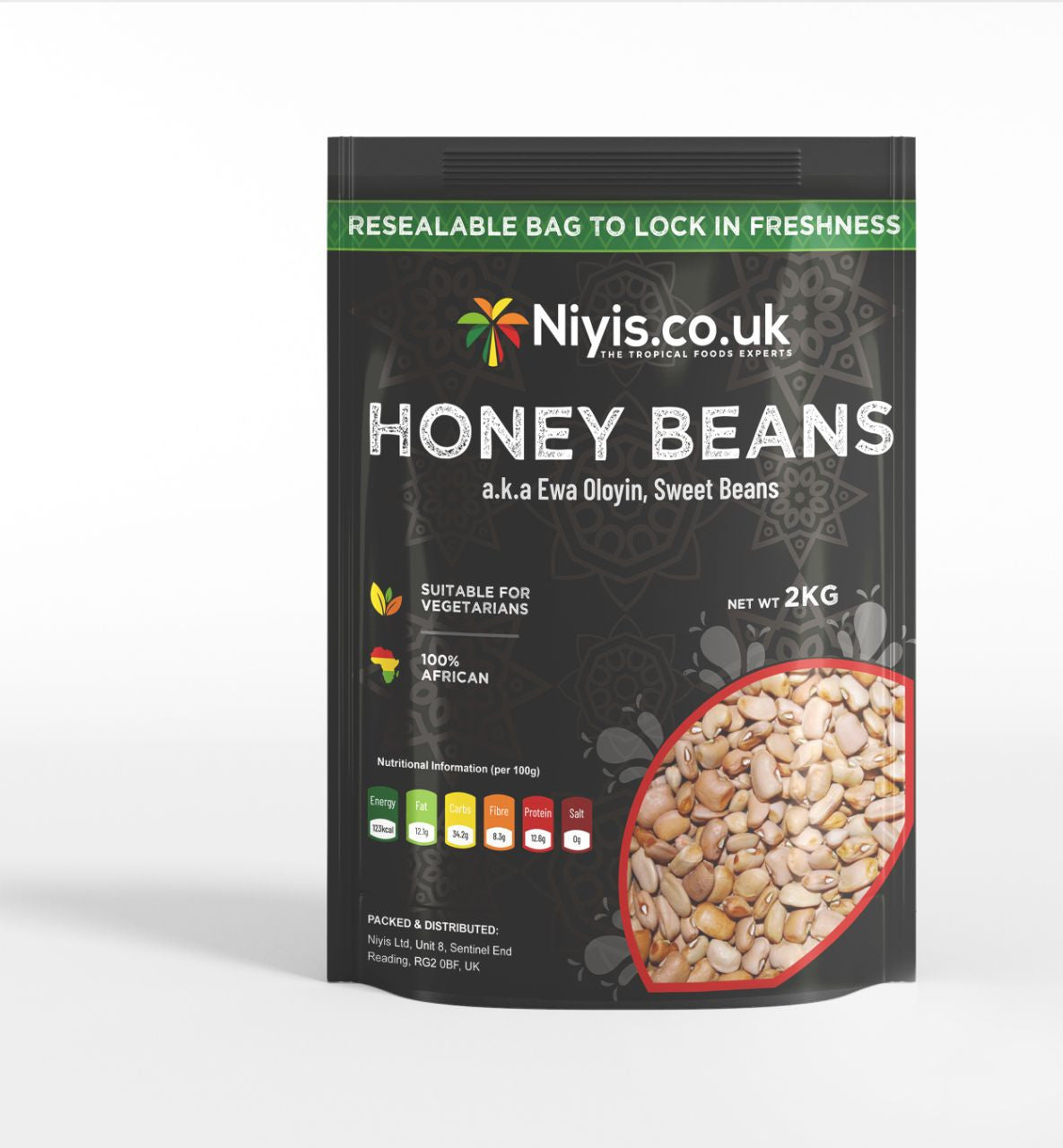 Niyis premium Nigerian honey beans Ewa Oloyin — pre-cleaned and ready to cook, delivered across the UK