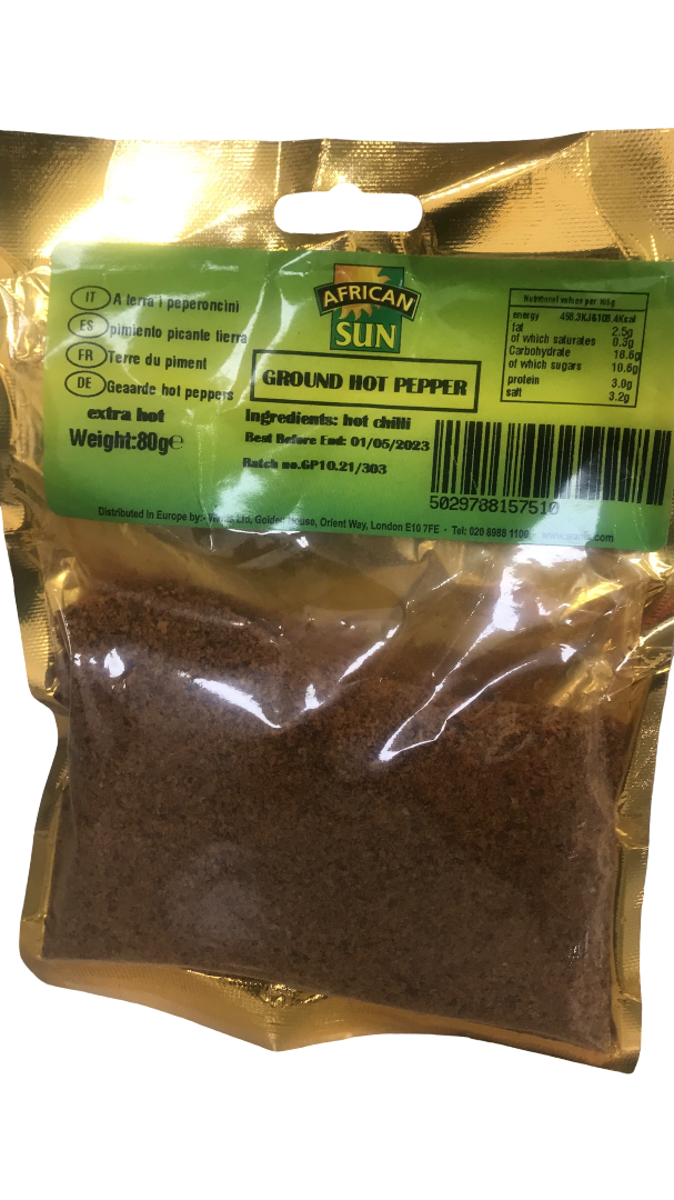 African Sun Ground Hot Pepper 80g