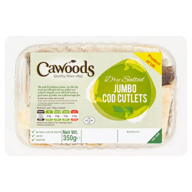 Cawoods Dry Salted Jumbo Cod Cutlets Pack 350g x 10